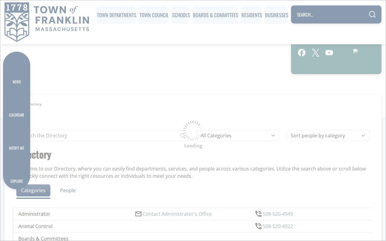 Franklin residents directory municipal department search