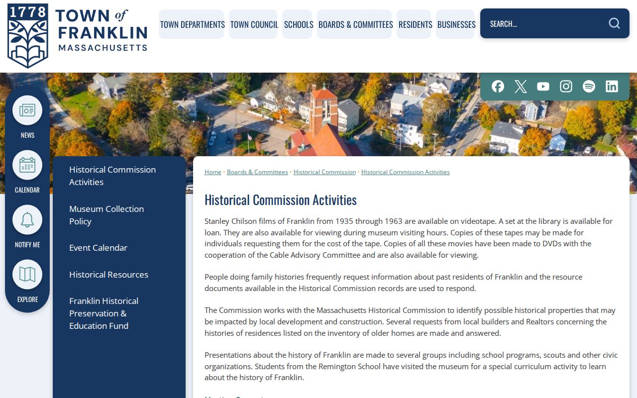 Franklin previous residents house-history research source