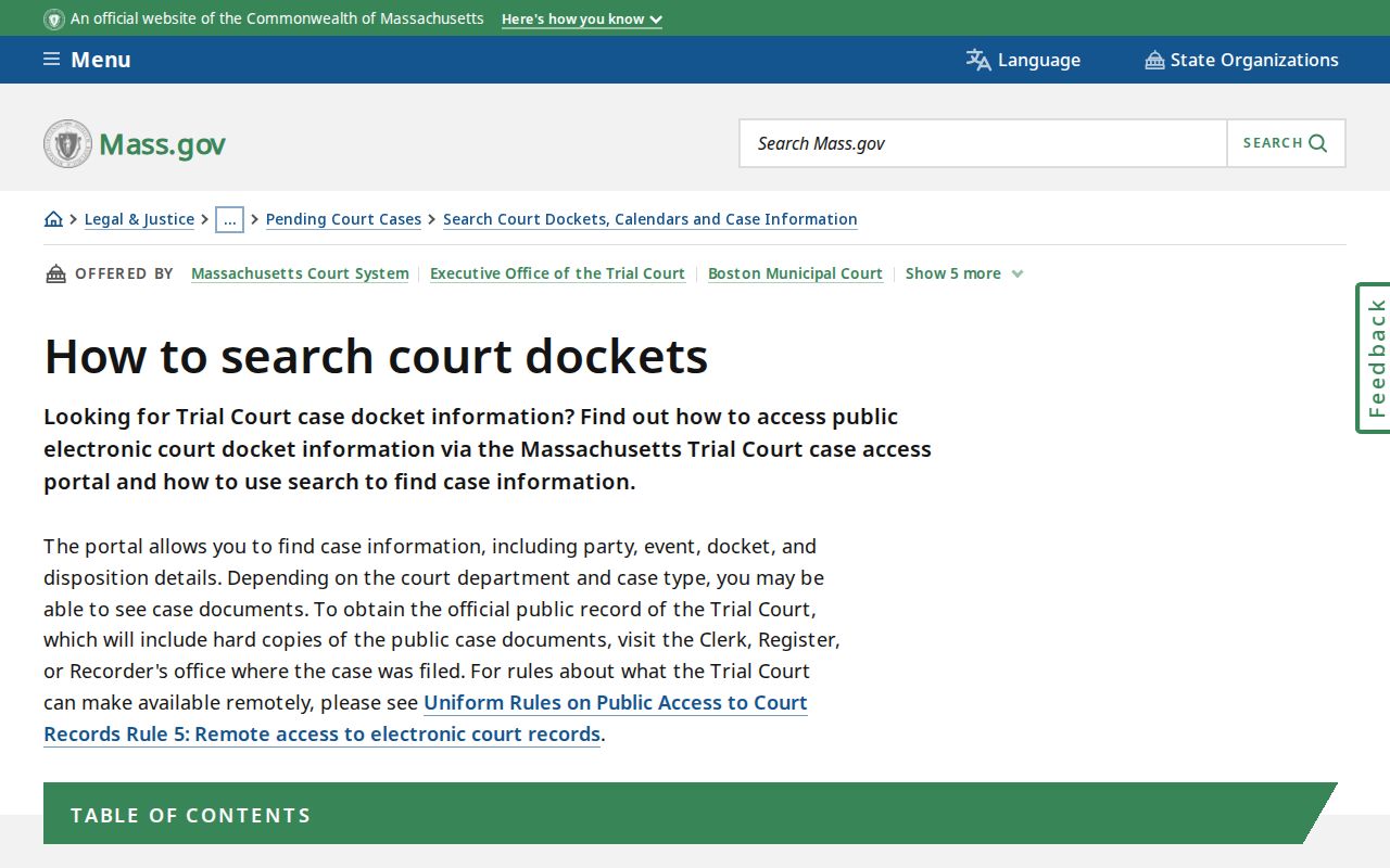 Franklin resident lookup reference for Massachusetts court search fields